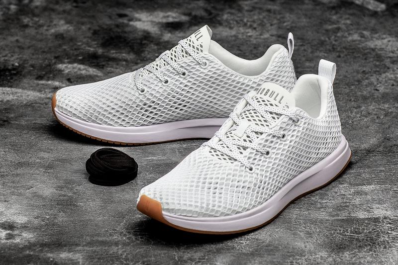 White Nobull Mesh Runner Men's Running Shoes | CA B1066E